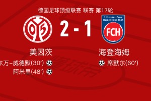 爱游戏体育官方入口-美因茨2-1海登海姆，阿米里破门，西尔万-威德默建功